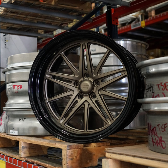 bronze and black wheel rim
